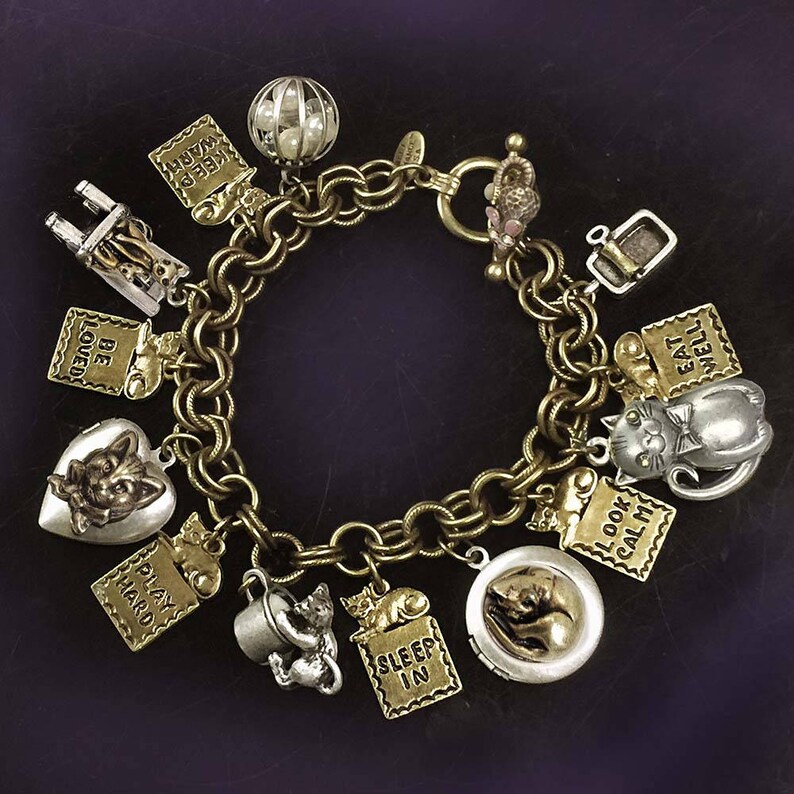 Cat Charm Bracelet Sweet Romance Cat Lover Cat Bracelet Etsy