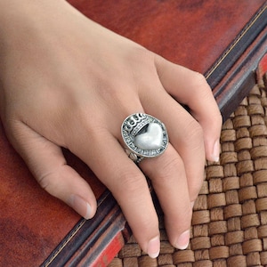Queen of Hearts Ring, Valentine Jewelry, Heart and Crown, Heart Jewelry, Silver Heart Ring, Gold Heart Ring, Heart Ring, Antique Rings R537