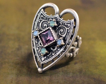 Renaissance Heart Ring, Renaissance Jewelry, Elizabethan Ring, Gothic Ring, Medieval Ring, Heart Ring, Victorian Ring, Gothic Jewelry R556