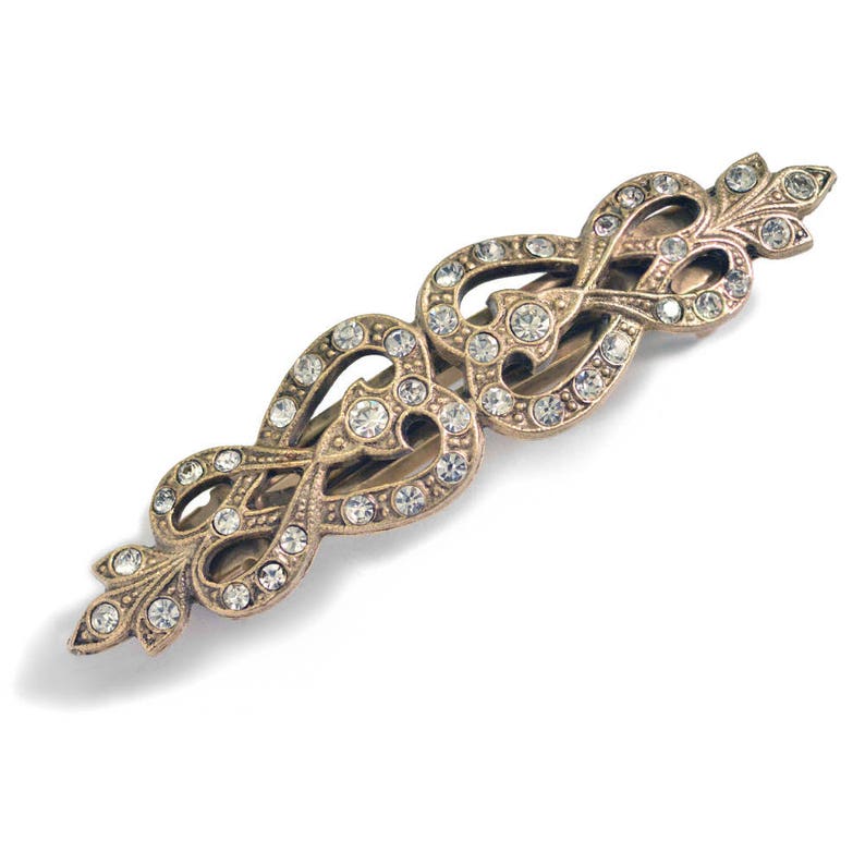 French Knot Barrette, Wedding Barrette, Hair Barrette, Silver Barrette, French Barrette, Bridal Barrette, Barrette, Hair Clip, Barette B523 BZ - Bronze