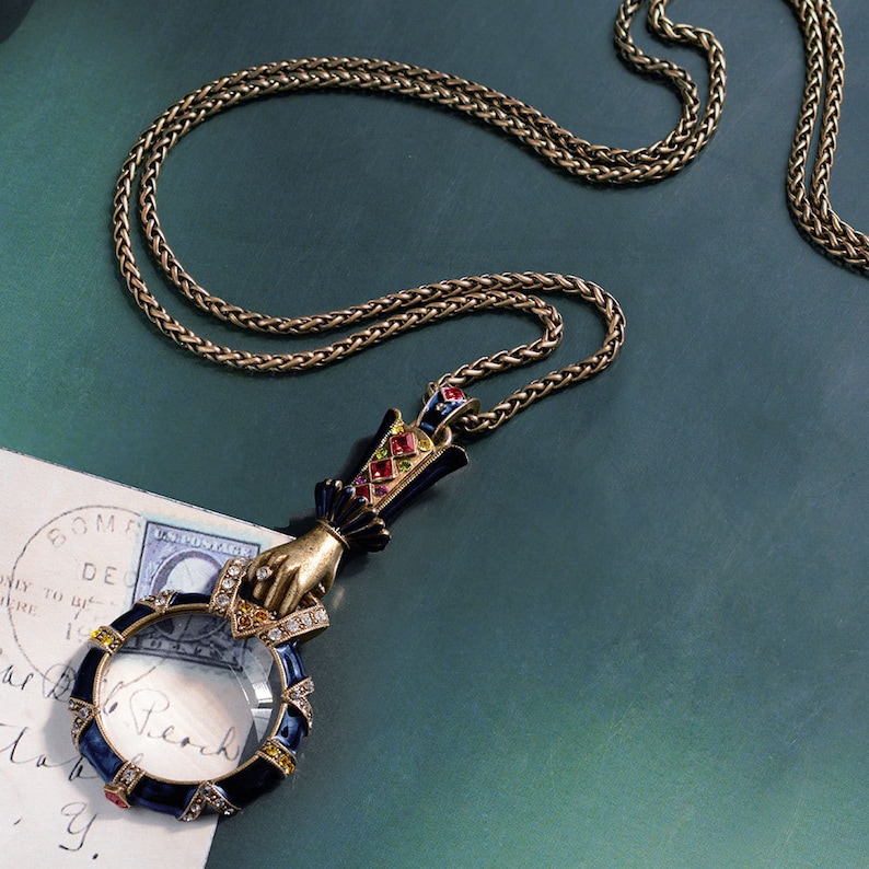 Magnifying Glass Art Deco Necklace Magnifying Glass Pendant Etsy UK