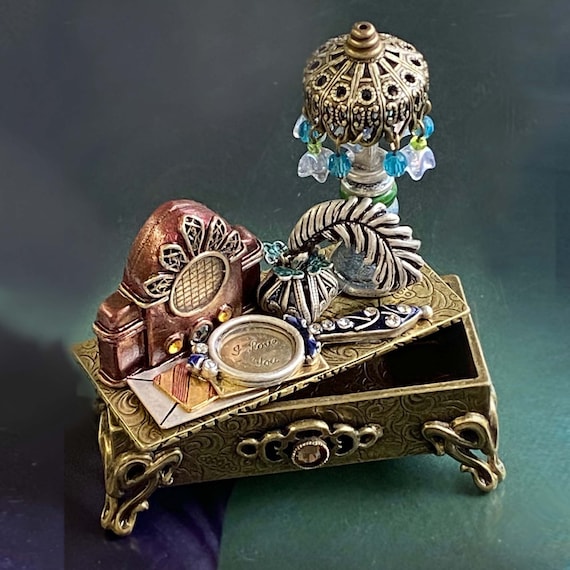 Vintage Desk Box, Trinket Box, Miniature Jewelry Box, Mini Vintage Desk Box, Trinket Box, Miniature Jewelry Box, Mini