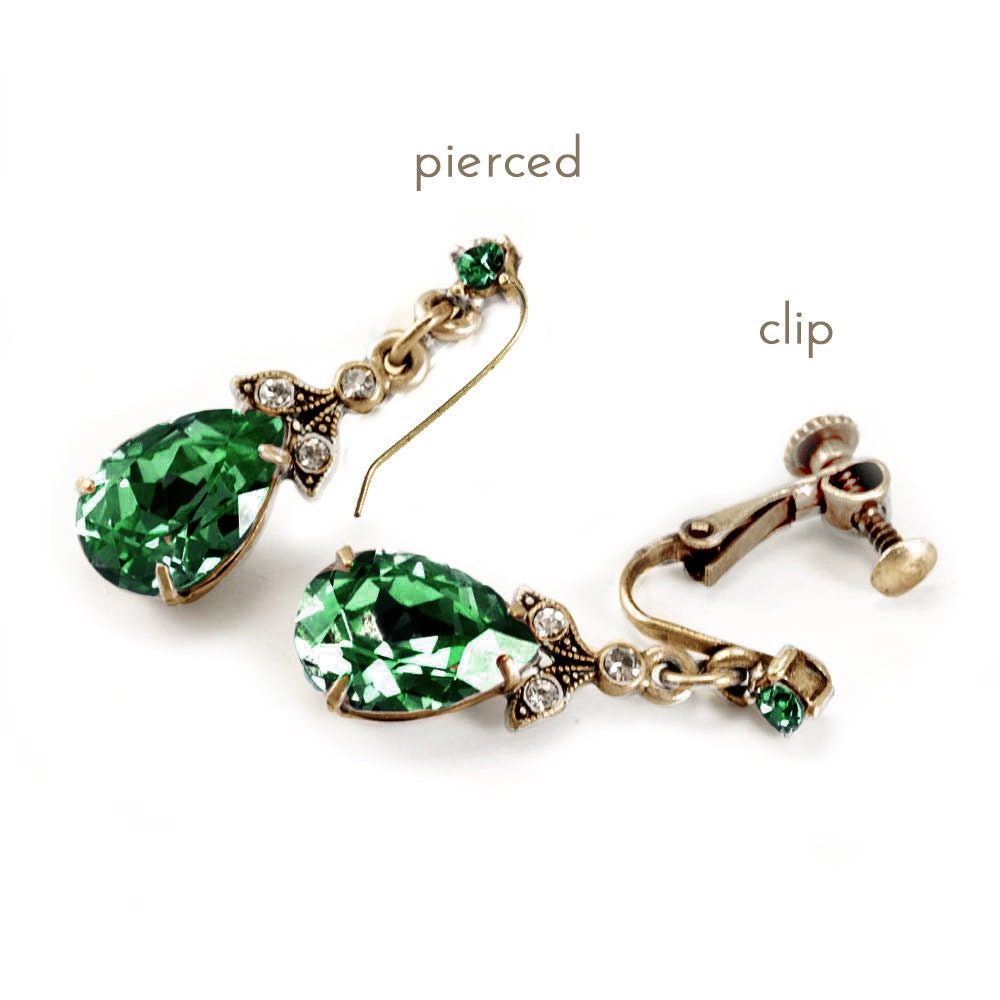 エメラルド スワロフスキー クリスタル ジュエリーセット：グリーンの