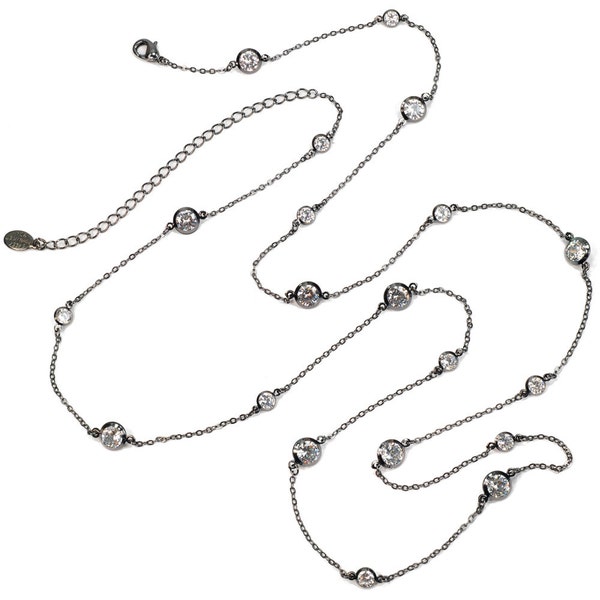 Station Halskette, CZ Halskette, Kristall Halskette, lange Halskette, geschichtete Halskette, zarte Halskette, zierliche Halskette, Diamant Halskette N1305