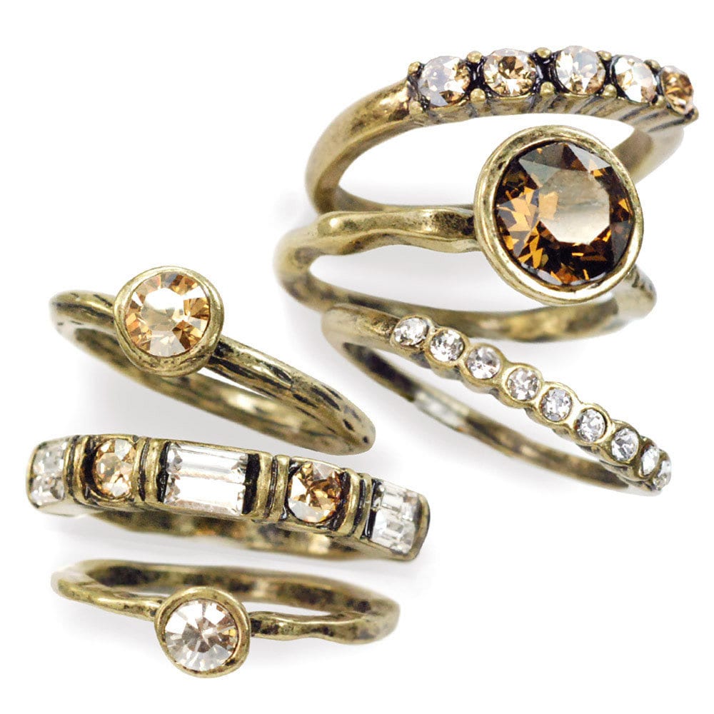 Crystal Stacking Rings Set, Bohemian Stackable Rings - Etsy