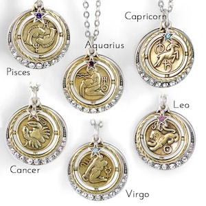 Zodiac Necklace, Astrology Necklace, Zodiac Jewelry, Astrology Jewelry, Horoscope Jewelry, Birthday Gift, Birthstone Necklace, Star N1244 image 3