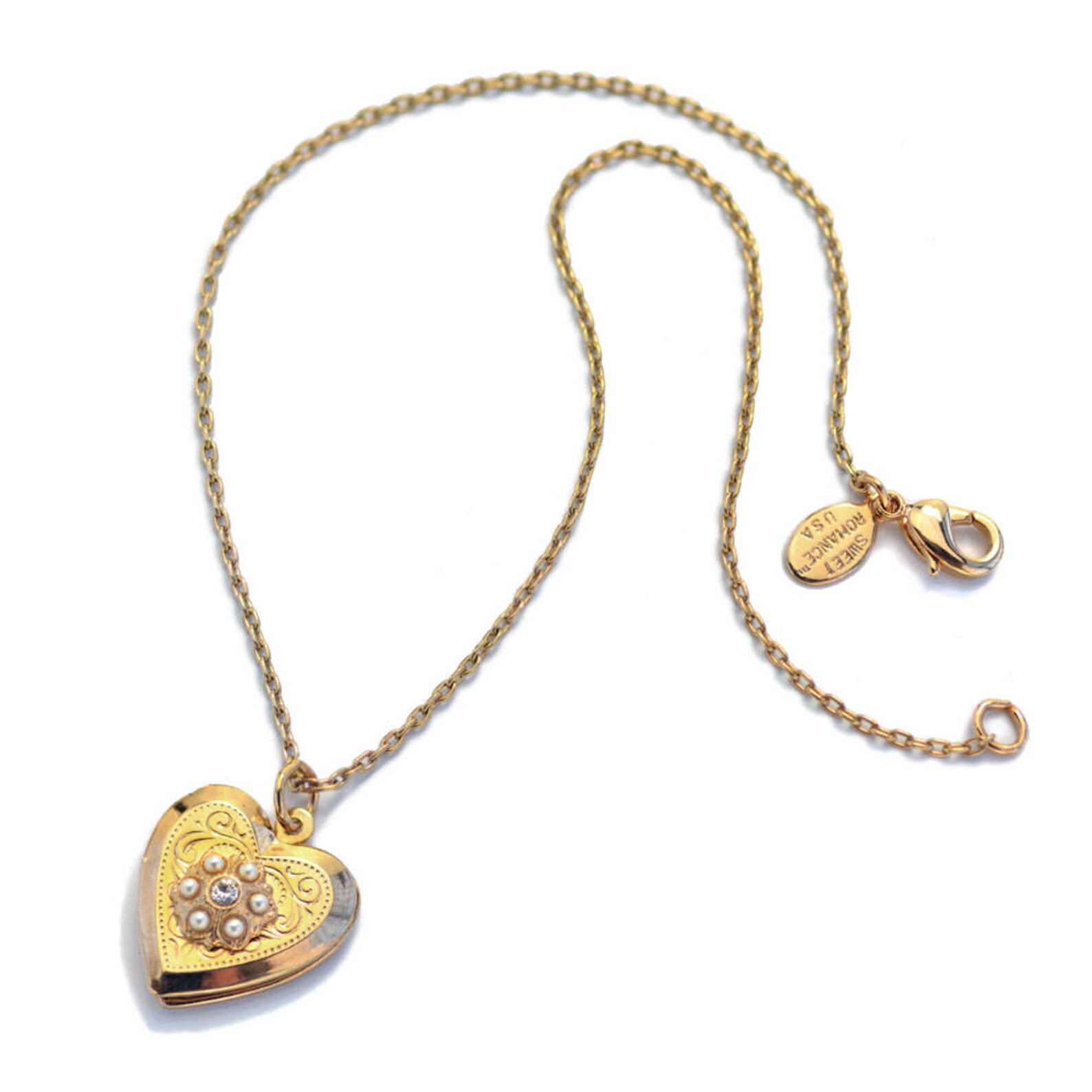 Little Girls Heart Locket Necklace Flower Girl Necklace Etsy