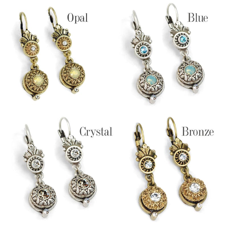 Victorian Earrings, Small Earrings, Minimalist Earrings, Opal Earrings, Beach Earrings, Vintage Earrings, Gold Earrings E1172 image 3
