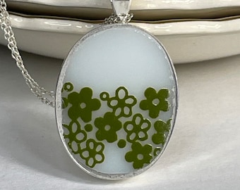 vintage Pyrex Corelle vintage glass, Spring Blossom Crazy Daisy jewellery, Pyrex collectibles glass jewellery 20th wedding anniversary gift