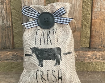 Cow burlap bags, Cows, Cow decor, Farmhouse kitchen decor, Kitchen Tiered tray decor, Farm animal decor