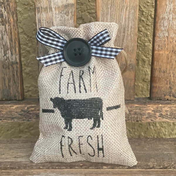 Cow burlap bags, Cows, Cow decor, Farmhouse kitchen decor, Kitchen Tiered tray decor, Farm animal decor