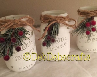 Rustic Christmas decor Christmas mason jars Home decor Christmas centerpiece for table Christmas gifts Christmas decorations