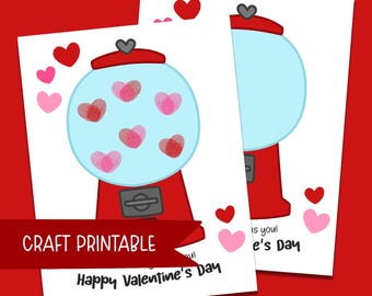 Thumbprint Gumball Valentine Craft | Kids Fingerprint Heart Activity (Instant Download)