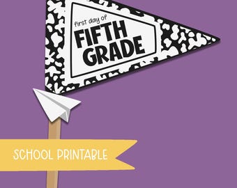 Fifth Grade Composition Notebook Flag | Back to School Photo Prop (PDF Download)