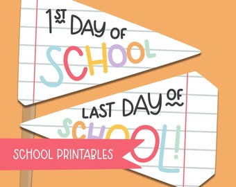 First & Last Day School Pennant Flags | Back to School Photo Prop (Digital Download)