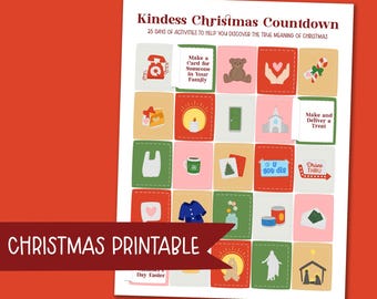 Kindness Christmas Advent Calendar | 25-Day Activity (Printable)