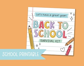 Back to School Survival Kit Gift Tag Printable (PDF)