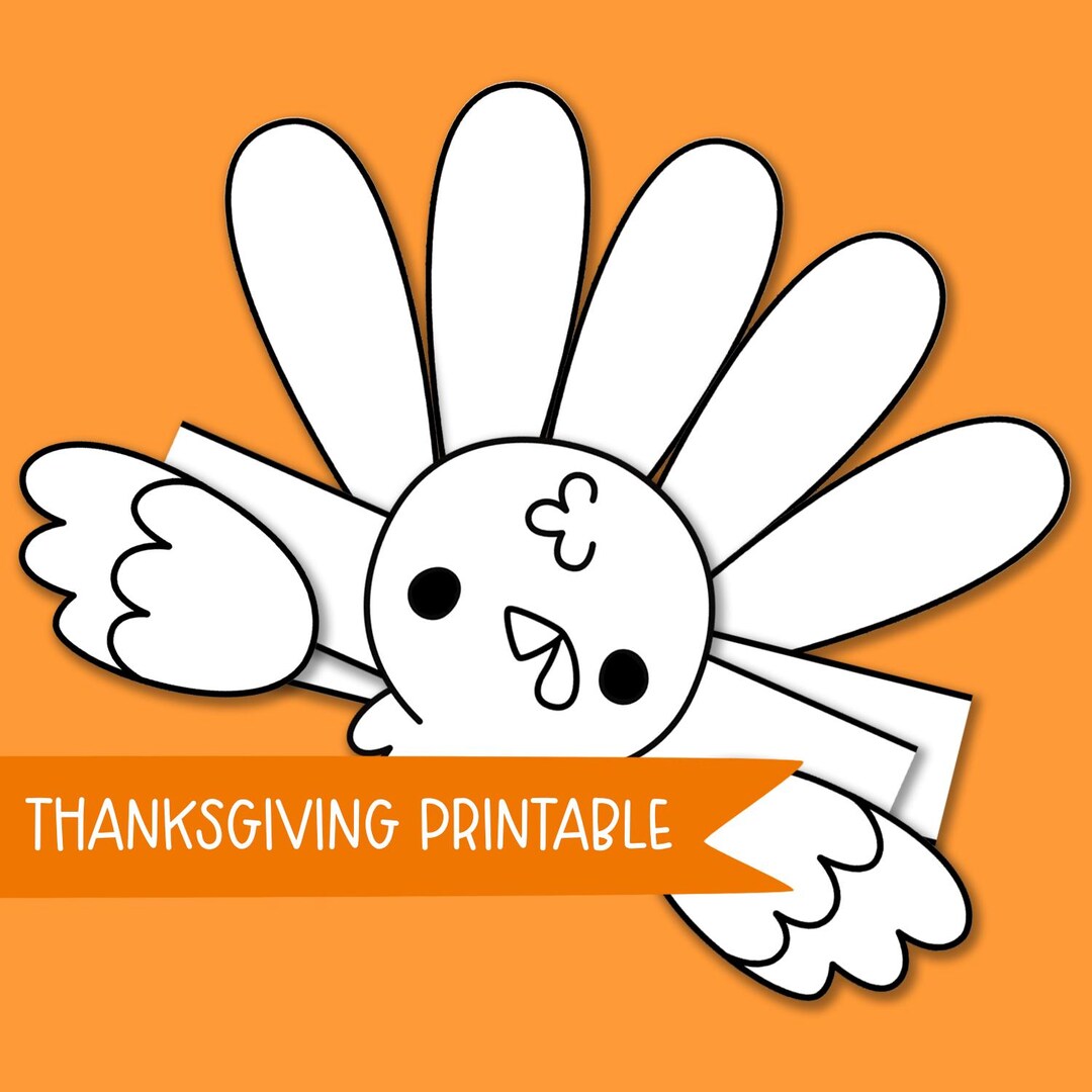 Thanksgiving Turkey Hat Printable | Kids Colorable Headband Craft ...