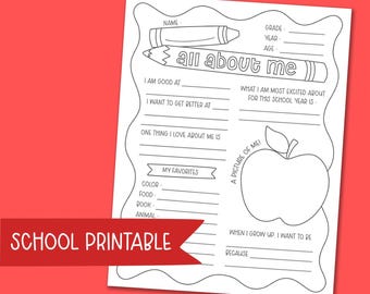 Alles over mij afdrukbaar | Eerste schooldagactiviteit (pdf)