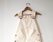 White Denim Painter Overall Bibs 36 W 30 L white overall Vintage Drill Chore workwear Jeans white bibs earth tone tall lightweight