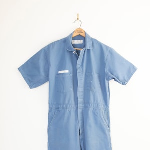 1960s Vintage Union Sanforized Cotton sz 46 Large XL coveralls hand repaired / denim coveralls workwear / made in USA sun faded engineer