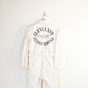 Vintage Engineer Stripe Cotton Overoles 40 Small White Herringbone Twill Overall Chainstitch / Monos bordados Hecho en EE. UU. / Mono