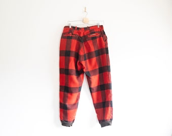 Pantalones de caza de lana Duxbak vintage: ropa de trabajo de cuadros escoceses de búfalo de los años 50 (86 cm de ancho x 76 cm de largo)