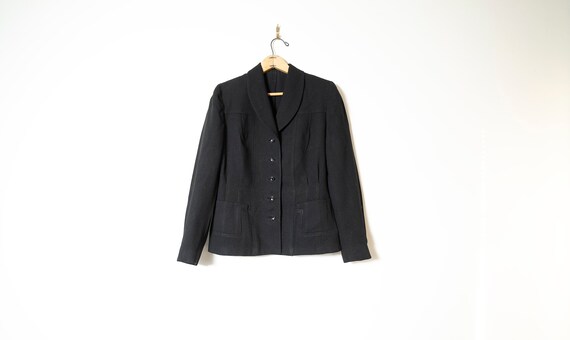 Vintage Black Wool Blazer: 1980s Tailored Jacket,… - image 4