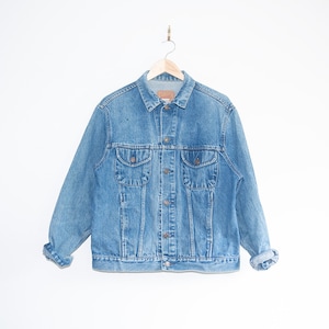 Vintage Gap Pioneer 90s Jean Jacket Medium Large 42 sanforized style union made wpl made in USA trucker jacket 1960s faded distressed