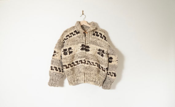 Authentic Cowichan handknit Wool Knit Jacket Swea… - image 1