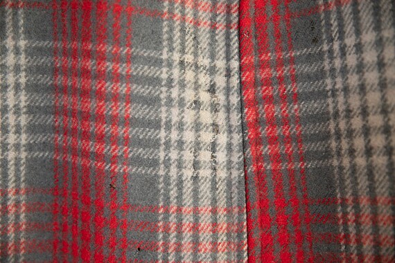 Vintage Gray Plaid Wool red wool field jacket zip… - image 4