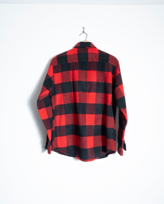 Mens Large Vintage black and red buffalo plaid wo… - image 4