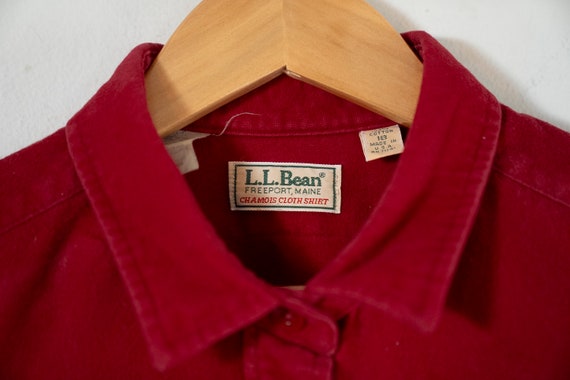 Vintage All Cotton Flannel Chamois Red LL Bean ox… - image 3