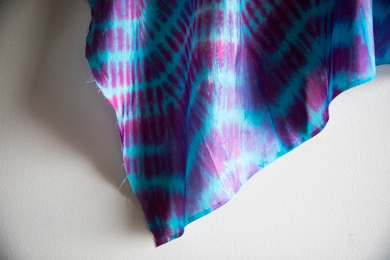Vintage silk scarf rough edge shibori dyed / shib… - image 2
