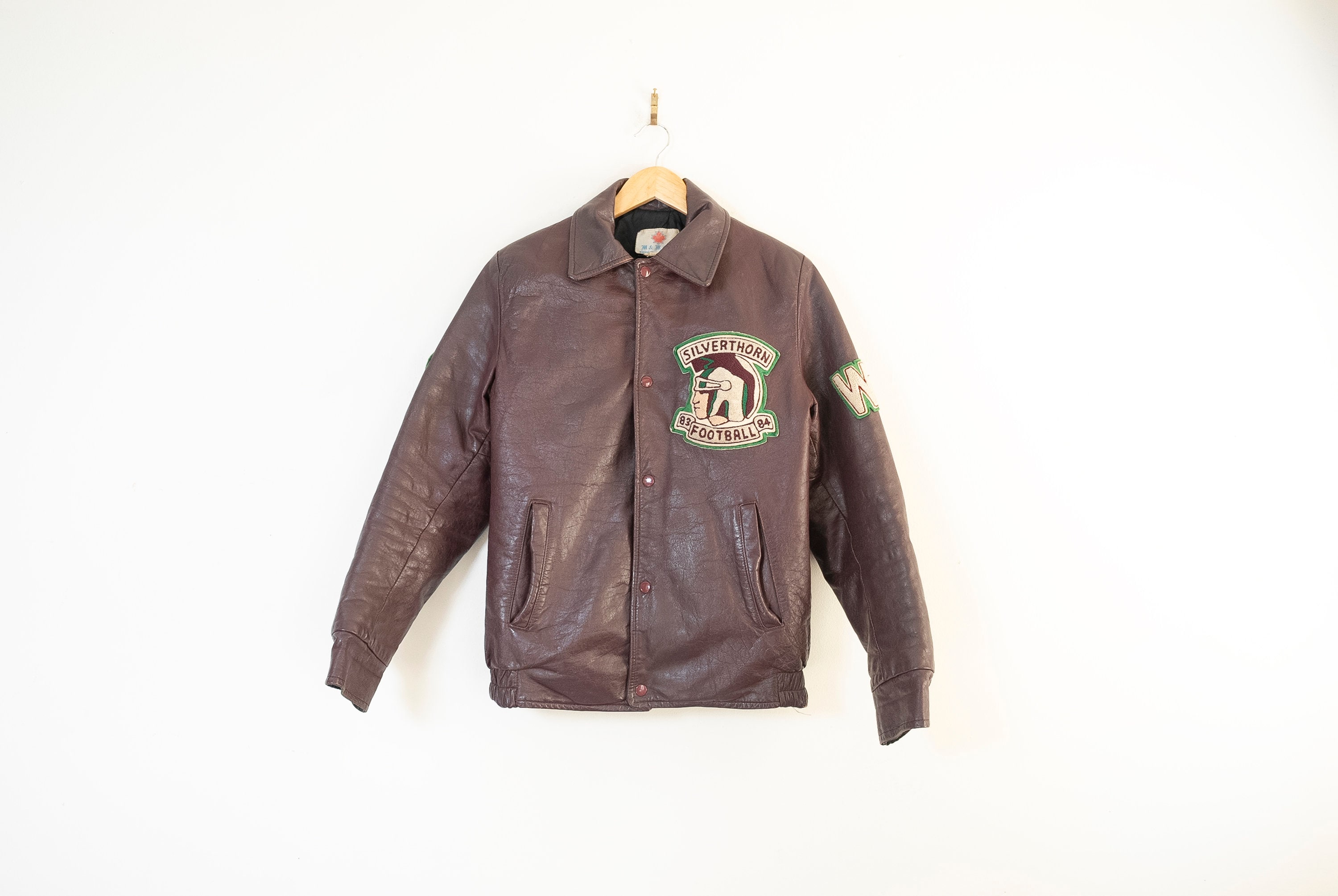 Vintage Leather Varsity Jacket Maroon Bomber Varsity Coat Basketball Coat 1980s 80s Leather Ooak Vintage Etsy Ireland