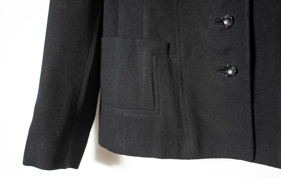 Vintage Black Wool Blazer: 1980s Tailored Jacket,… - image 8