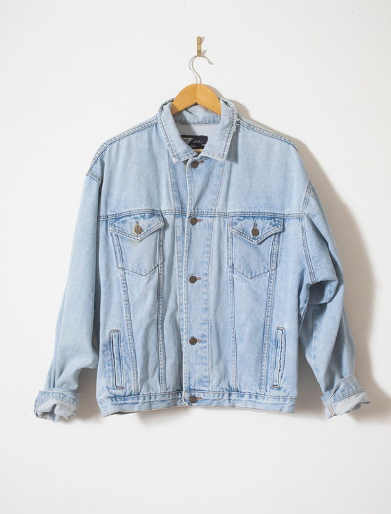 Vintage 1990s embroidered oversized jean jacket T… - image 3