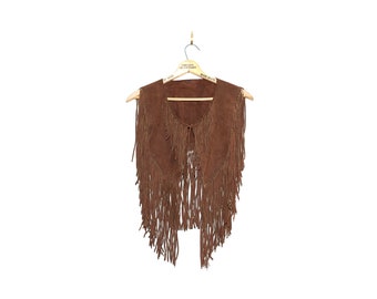 Beautiful Hand Made Leather Fringe Vest in Buckskin  / Seventies Easy Rider Commune burning man festival vest / distressed hippie