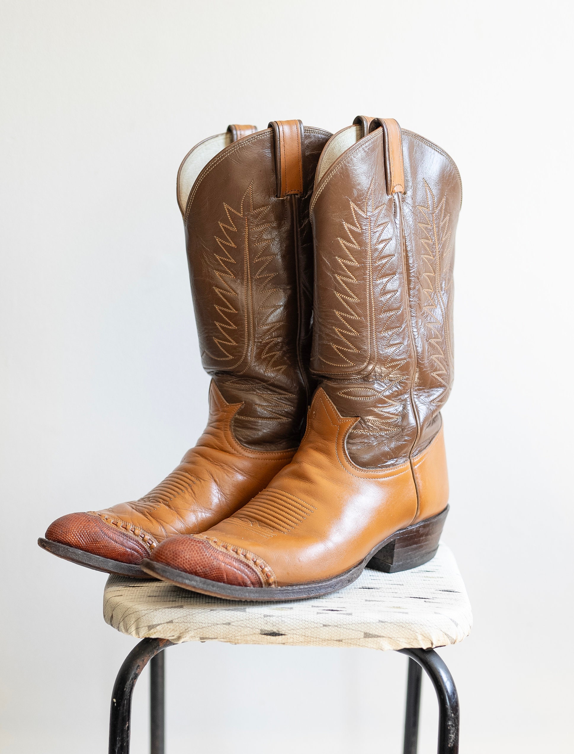 靴 70s Tony Lama \"made in usa\" western boot Vintage Tony Lama 70s Exotic Genuine Lizard Cowboy Western