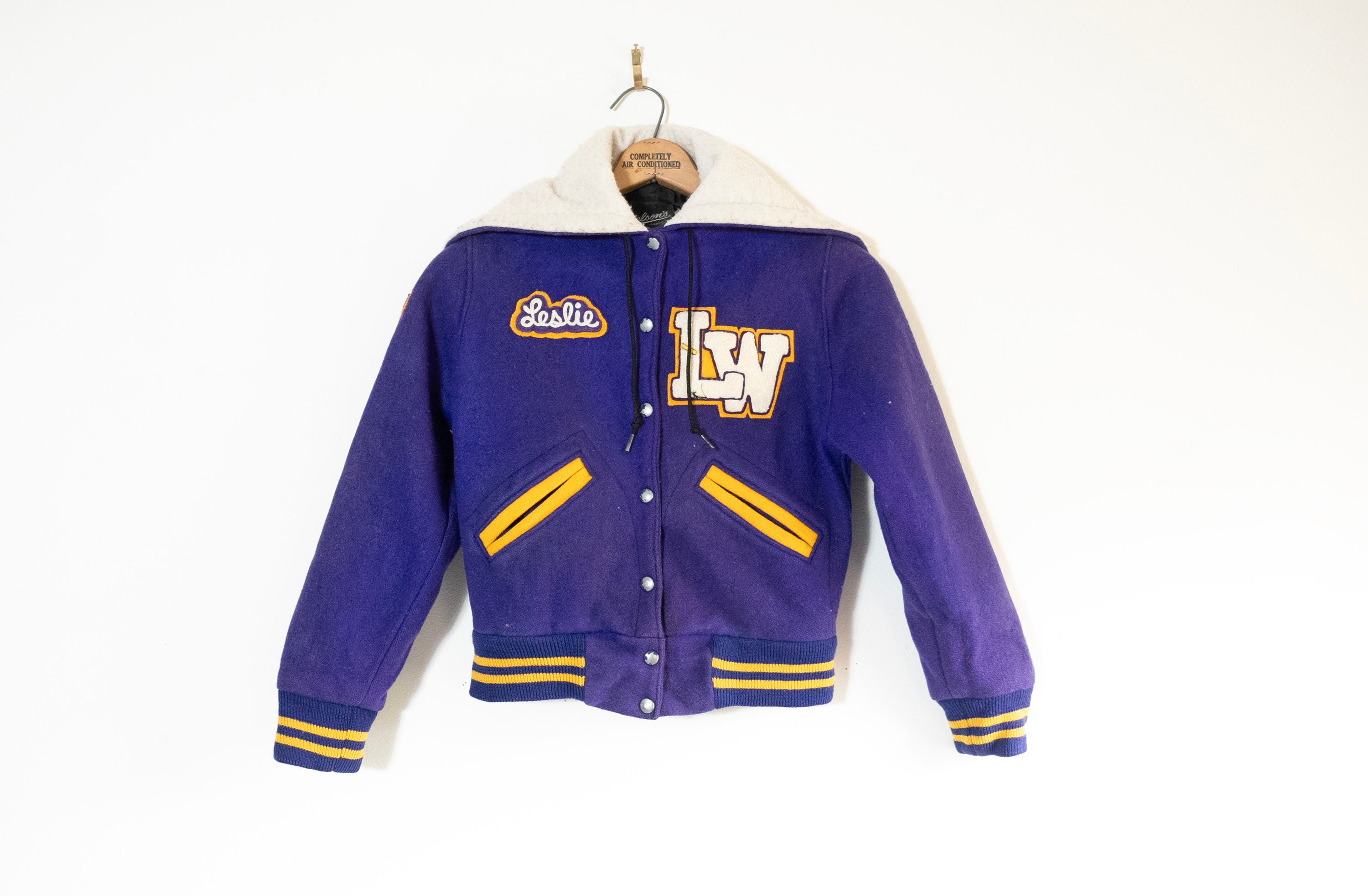 Vintage Wool Varsity Jacket XS/S: Purple Chainstitch Bomber - Etsy