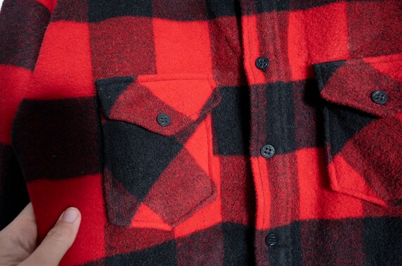 Mens Large Vintage black and red buffalo plaid wo… - image 3