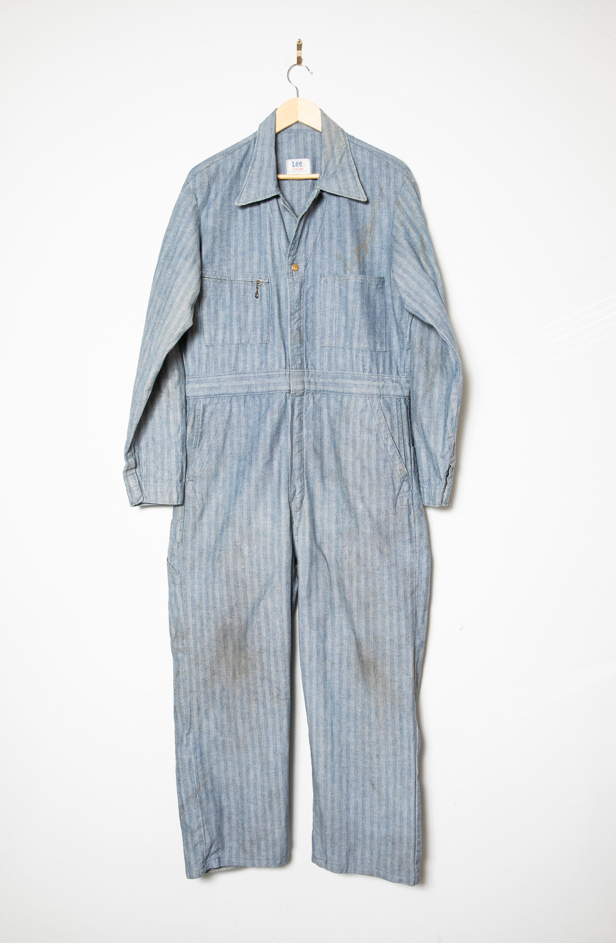Vintage Sanforized Lee Union All Engineer Stripe Cotton Vintage Sanforized Lee Union All Engineer Stripe Cotton
