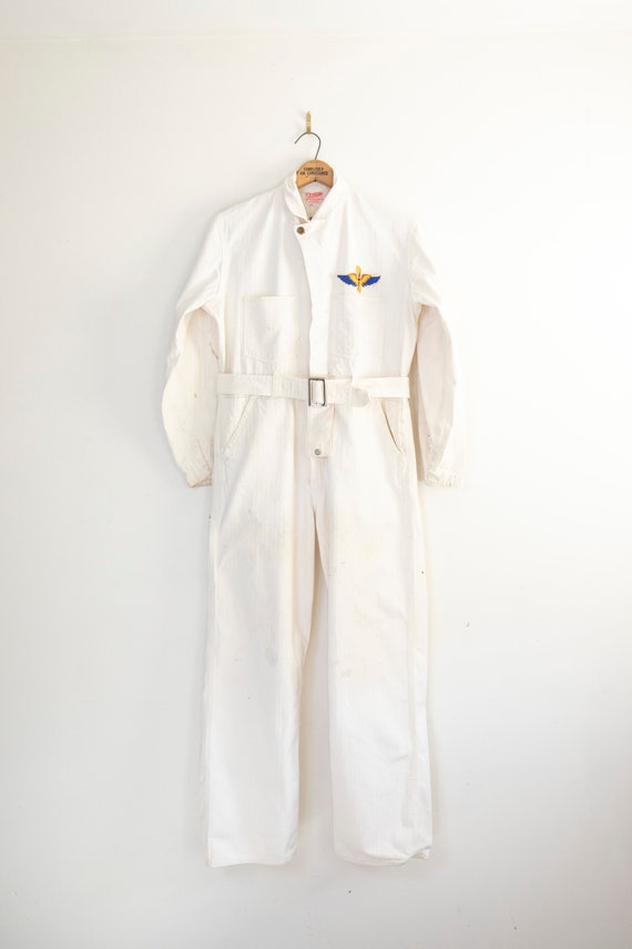 Vintage Engineer Stripe Cotton Coveralls 40 Small… - image 2