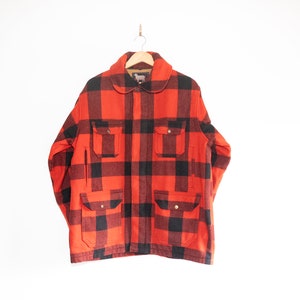 Vintage Soo Woolen Mills Red Buffalo Plaid Wool Hunting