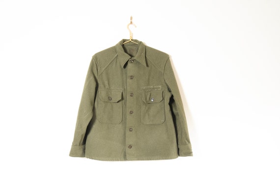 50s U.S.ARMY Wool Field Shirt OG108 VTG 1950s OG-108 US Army Wool Field Shirt olive green wool shirt (1