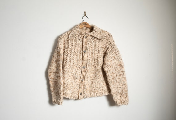 Off white Vintage L Fisherman Style Cable Knit wo… - image 1