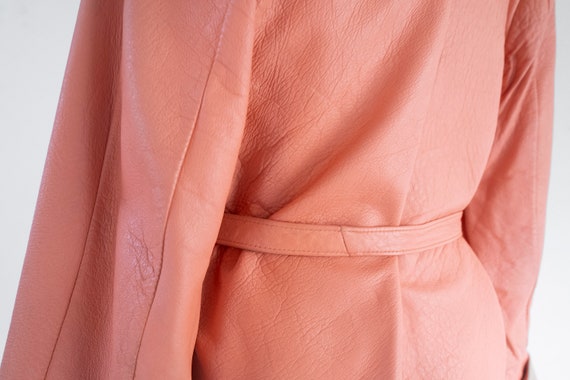 Womens Belted 1950s Pink Small S Salmon Pink Leat… - image 4