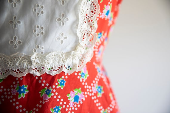 1970s Red Calico Vintage Gunne Sax style prairie dres… - Gem