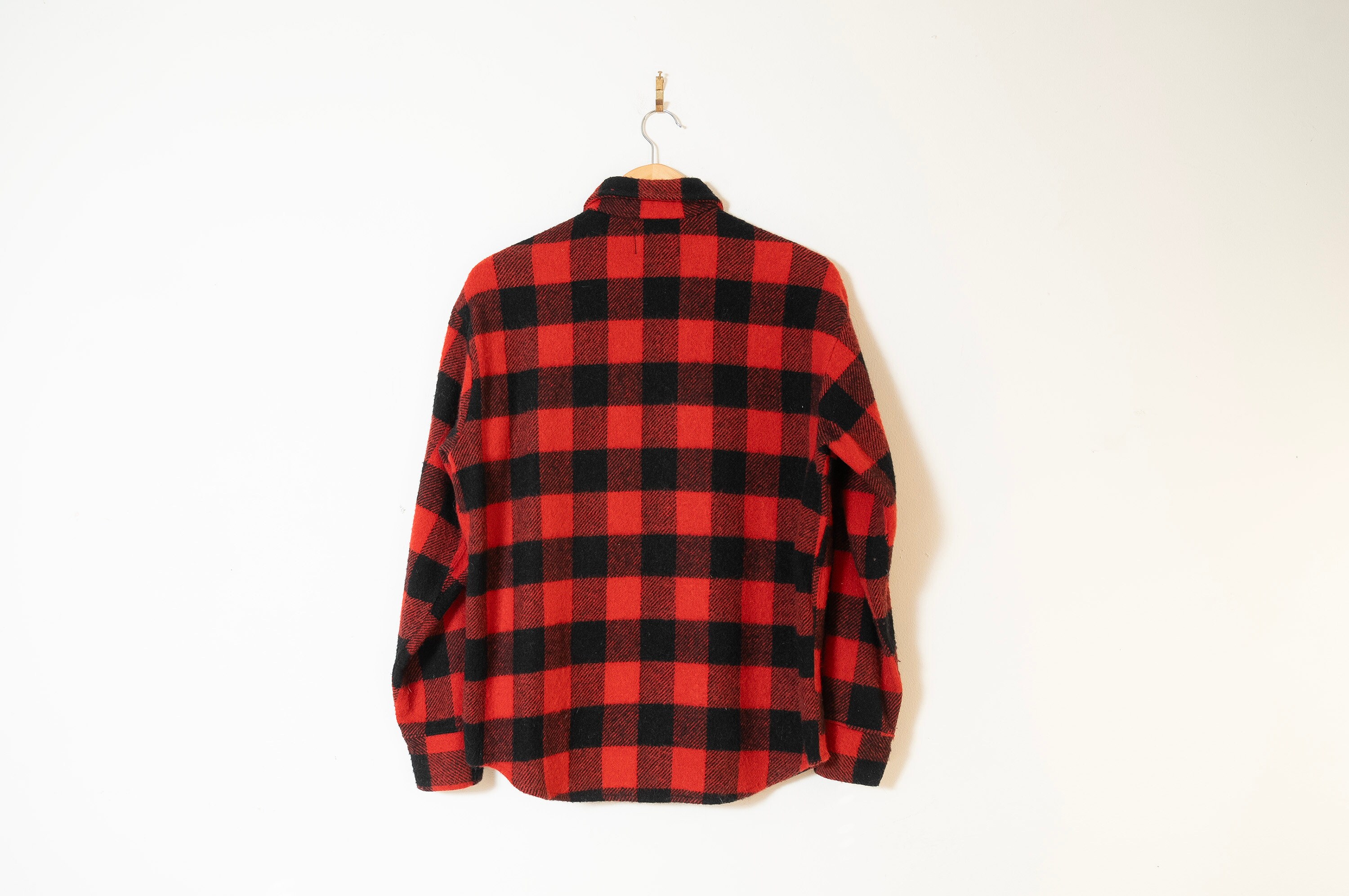 Vintage Black Plaid Wool Field Shirt: 1960s CPO Jacket (mens