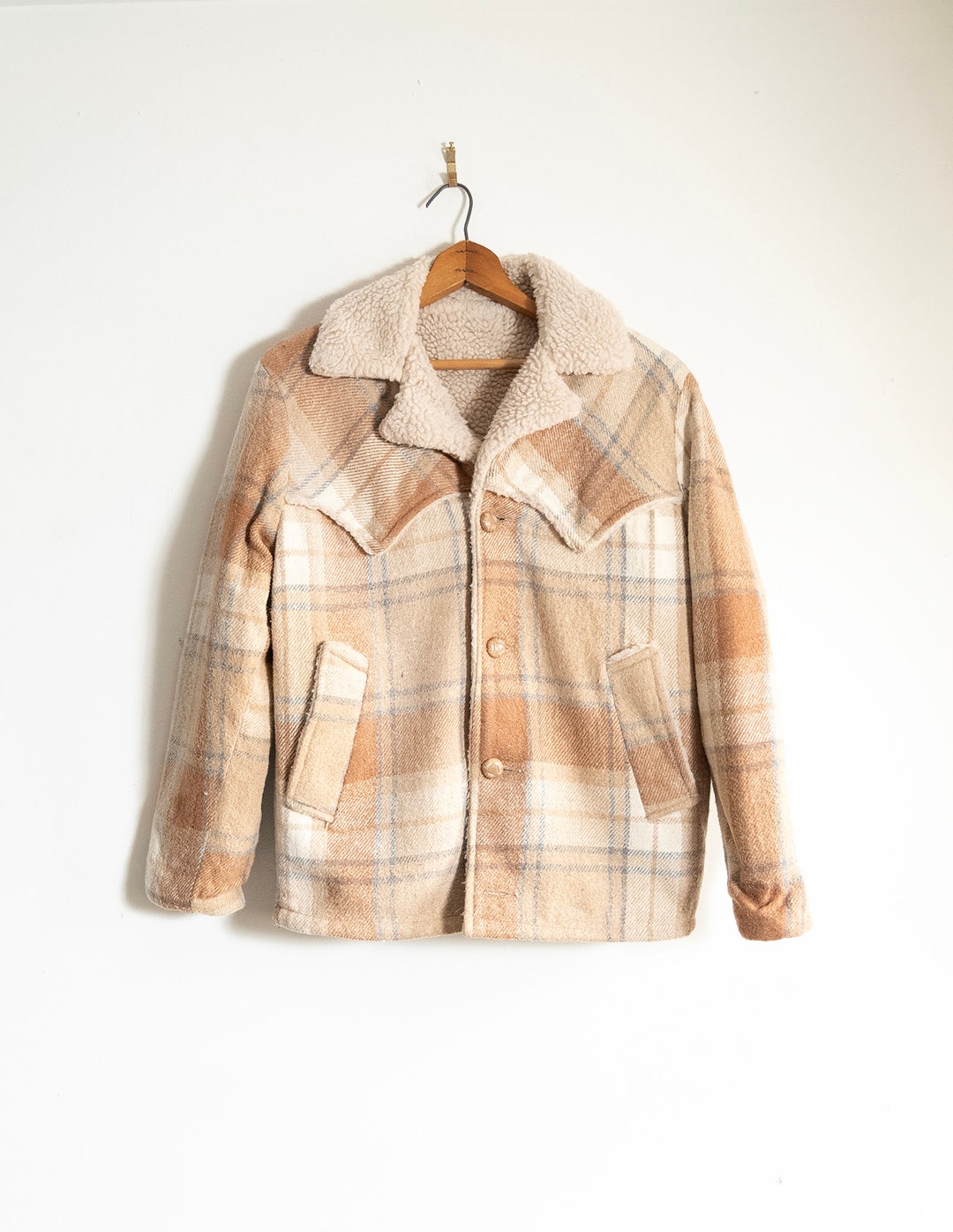 1970s Blue and Green Shadow Plaid Jacket
